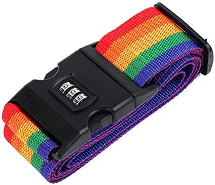 Heavy Duty Extra Long Single Suitcase Travel Belt Luggage Strap (3-digit lock Rainbow)