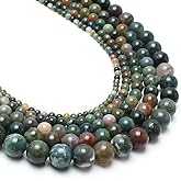 Yochus 35pcs Round Loose Polish Indian Agate Beads for Bracelet Beads，10mm Gemstone Bead Round Loose Stone Beads for Jewelry Making DIY Bracelet Necklace Earrings