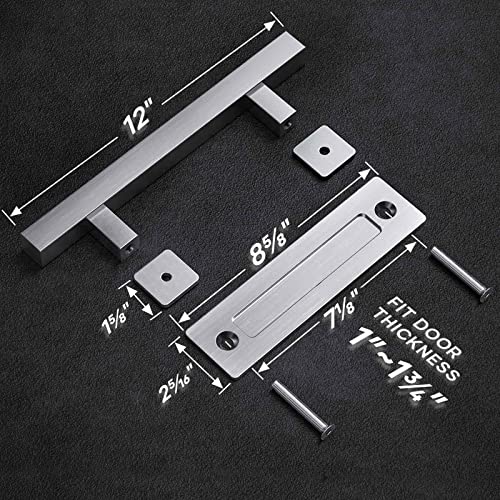 EaseLife 12" Stainless Steel Sliding Barn Door Handles and Pulls,Double