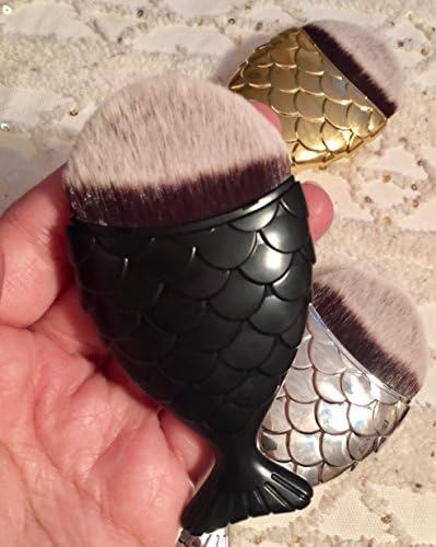Chubby Mermaid Goldfish Foundation Makeup Brush for Contouring, foundation, blush, and applying liquid creams (Black)