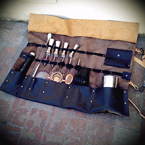 Barman Leather Bag Stock Exchange Handmade Leather Full Grain Leather Bartender Made in Italy Bar tool holder tools custody Roll The Westlands Skin Fai una domanda