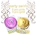 Litaus Pink and Gold Birthday Decorations, Party Decoration Supplies, Paper Flowers, Happy Birthday Banner, Party Balloons, Hanging Swirl for Girls Birthday, Birthday Party Supplies