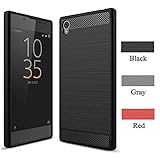 LuckQR Phone Cover for Sony Xperia L1 Ultra Thin Carbon Fiber Soft Case, Drop Protection & Shock Resistant, Perfect Fashion Full Body Protective Phone Case for Sony Xperia L1 - Black