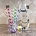 Summer 68 - Reusable Plastic BPA Free Striped Drinking Straws - Wide - Hard - 9 inch - Free Cleaning Brush - For Tumblers, Mason Jars, Cups - Set of Eight