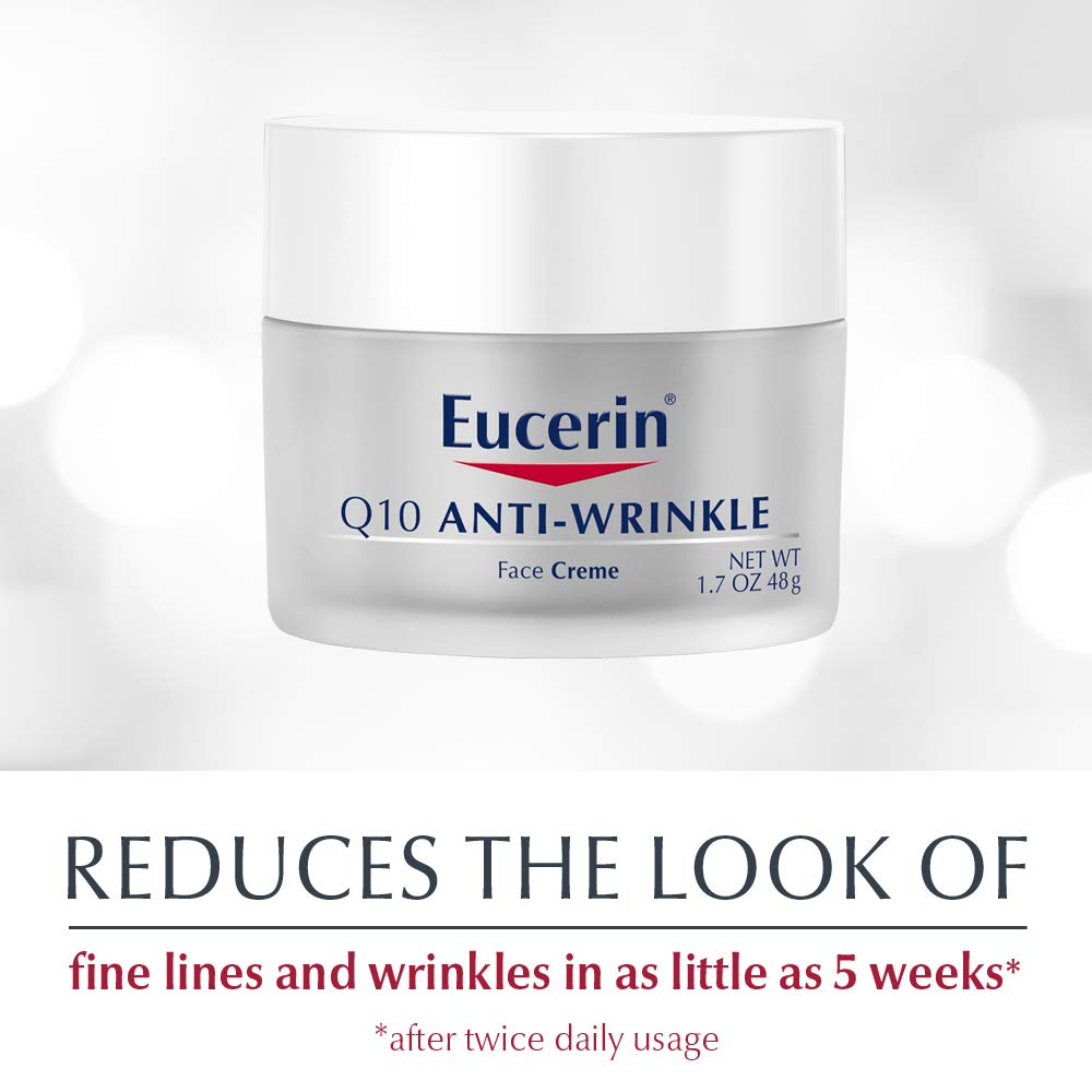 Eucerin Q10 Anti-Wrinkle Face Cream - Fragrance Free, Moisturizes for Softer Smoother Skin - 1.7 Ounce (Pack of 1): Beauty