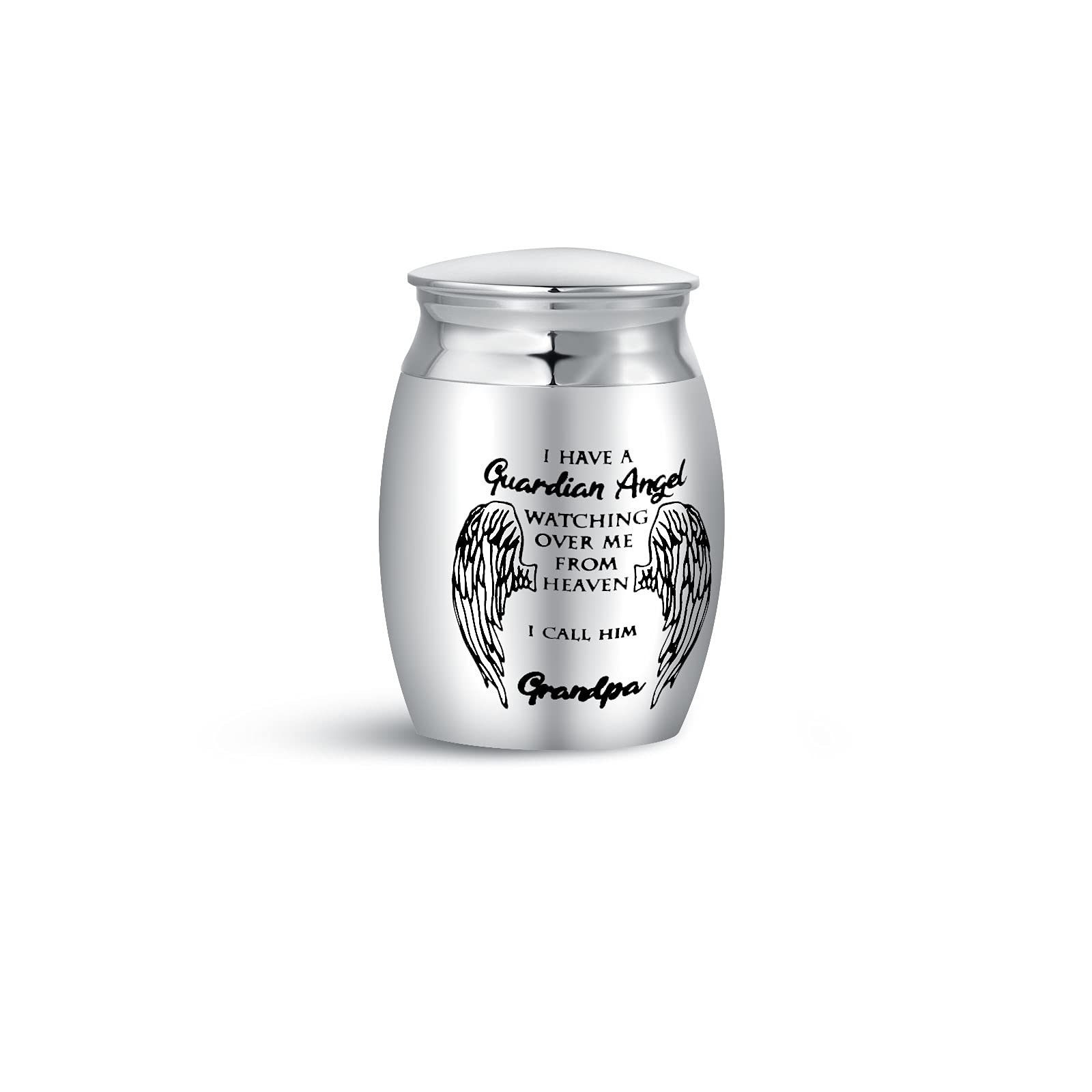 KunBead Jewelry Women Men Small Mini Urn for Ashes Guardian Angel Wing Grandpa Family Human Cremation Memorial Keepsake