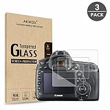 AKWOX (Pack of 3) Tempered Glass Screen Protector for Canon EOS 5D MK IV Mark 4, [0.3mm 2.5D High Definition 9H] Optical LCD Premium Protective Cover