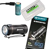 Olight S1 Mini Baton Ultra Compact 600 Lumens Rechargeable LED Flashlight with EdisonBright Battery Organizer (Cool White)