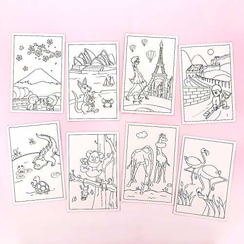 Blank Note Cards with Envelopes, 36 Coloring Greeting Cards for Kids and Adults to DIY Personalized Birthday Cards, Thank You Cards, Bulk Box Set, 4 x 6 Inches, Postcard Style, Funtopia