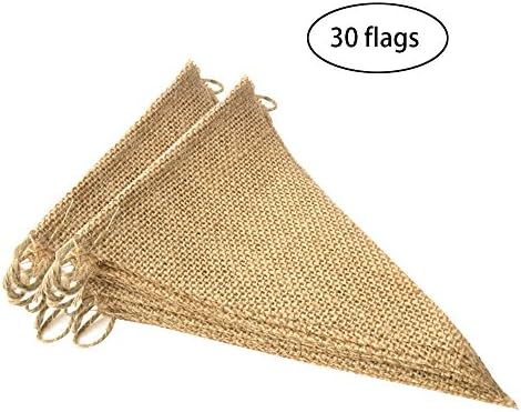 Purture 30 Pcs Burlap Banner, 28 Ft Triangle Flag ,DIY Decoration for Holidays, Camping, Social Activity and Party Shipping by FBA