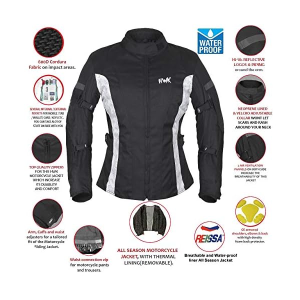 HWK Adventure/Touring Motorcycle Jacket for Women, Women’s Motorcycle