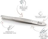 Spire UK Stainless Steel Slant Tip Eyebrow Tweezers for Facial Hair 8CM view 3