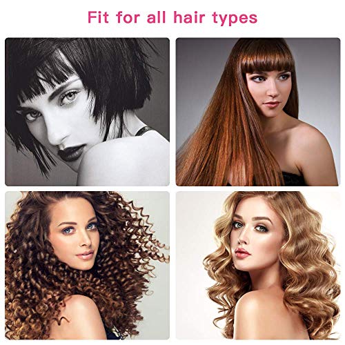Hair Blow Dryer Brush One Step Hair Dryer and Volumizer Hot Air Brush Ceramic Electric Blow Dryer 3 in 1 Negative Ion Hair Straightener Curler Brush Salon Oval Comb with 4pcs Hair Clips (rose)
