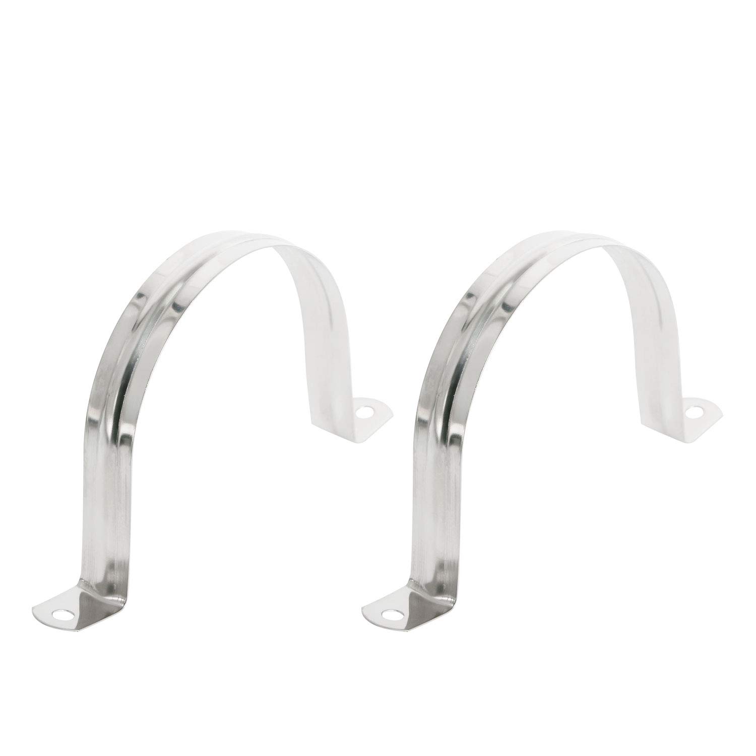 Aopin 80mm Rigid Pipe Strap Clamp 2 Holes Strap U Bracket Tube Strap Tension Clips 201 Stainless Steel, for Pipe Fixing, Silver, 2Pcs