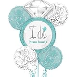 Robin's Egg Blue I DO Wedding Ring 5 Balloon Bouquet Kit - Bridal Shower