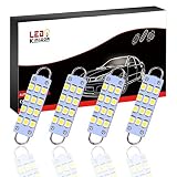 LEDKINGDOMUS 4pcs 44mm Festoon LED Bulb 12SMD Rigid Loop 1.73" White Interior Dome Map LED Lights 561 562 567 564 (White)