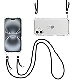 Wuwedo for iPhone 16 Crystal Clear Case with Detachable Adjustable Crossbody Strap, Slim Fit Shockproof Protective Phone Case with Anti-Lost Shoulder Neck Lanyard 6.1" 2024