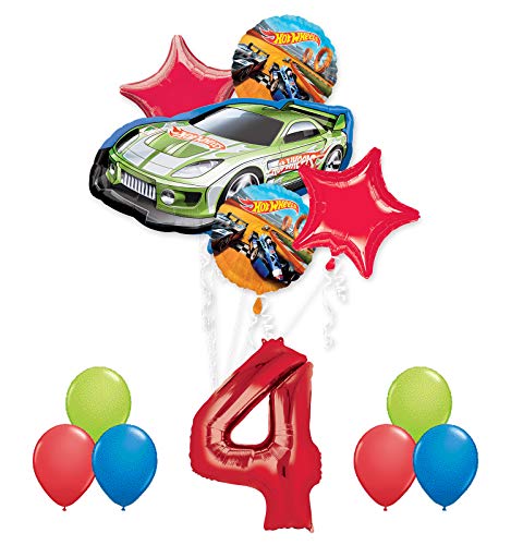 Hot Wheels 4th Birthday Party Supplies and Balloon Decorations