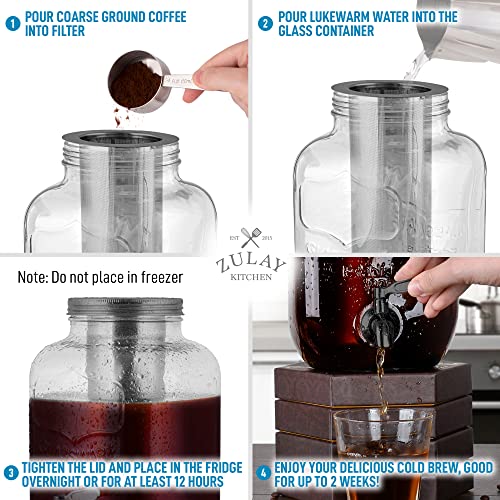 Zulay Kitchen 1 Gallon Cold Brew Coffee Maker with EXTRATHICK Glass