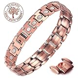 VITEROU Mens 99.95% Pure Copper Magnetic Therapy Bracelet with High Powered Magnets for Arthritis Pain Relief,3500 Gauss,8.5-9.8 Inches