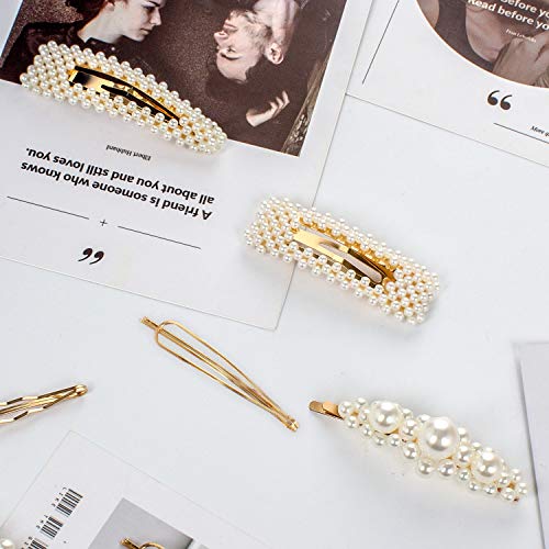 CINEEN 12 Pcs Pearl Hair Clips for Women Girls Fashion Hair Accessories Bling Pins Hair Barrettes for Party Wedding Birthday Gifts