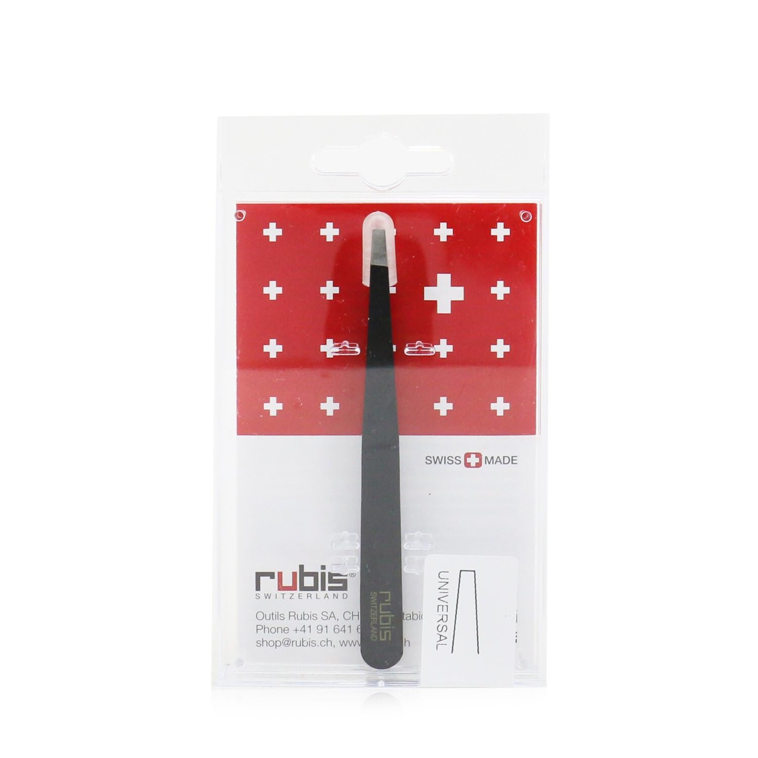 Rubis Universal Epoxy Coating Black Stainless Steel Tweezers Straight Tip