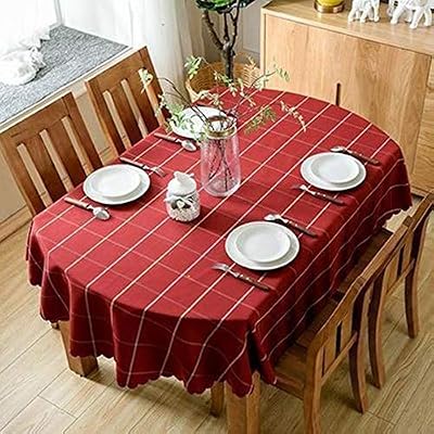 Jjsfjh Red Brown Lattice Table Cover Oval Waterproof Easy Clean For Coffee Table Dining Table Weight Cotton Linen Fabric Dust Proof Table Cover For Kitchen Dinning Tableto Buy Online At Best Price