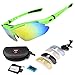DOPSIP Cycling Goggles, Polarized Sunglasses with 5 Replacement Lenses UV for Cycling Baseball (Fluorescent Green)