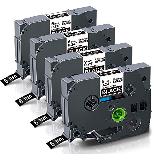 Unismar Compatible Label Tape Replacement for Brother P-Touch TZe-315 TZ315 Label Cube for PT-D200 PT-D210 PT-D600 PT-D400 PT-H100 PT-H110 PT-1280 Label Maker, 1/4in x 26.2ft, White on Black, 4-Pack