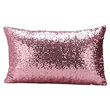 GBSELL Pillow Cover Glitter Sequins Rectangle Throw Pillow Case Cafe Home Party Christmas Decor Cushion (Pink)