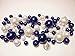 80 Royal Blue & White Pearls - Jumbo and Assorted Sizes Vase Fillers for Decorating Centerpieces - to Float The Pearls - Order with Transparent Water Gels