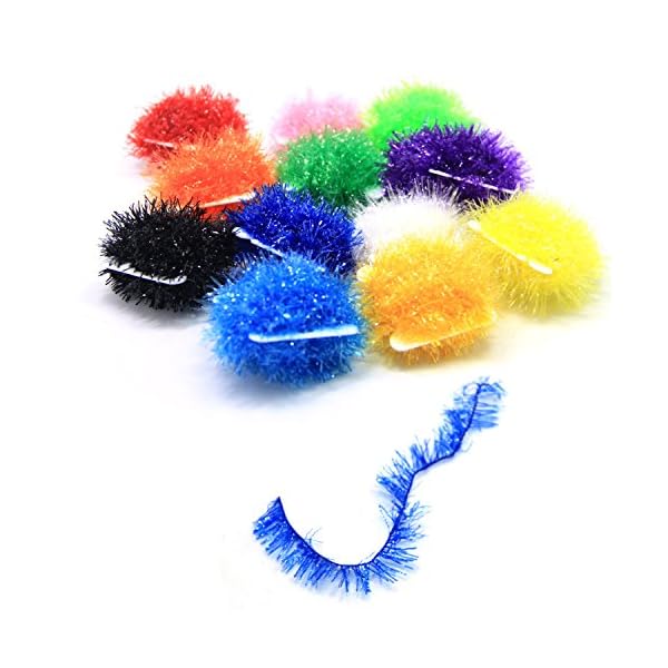 SAMS-Fly-Tying-Materials-Ice-Chenille-Tinsel-Crystal-Flash-Chenilles-Line-10-Colors-Assortment-Medium-Size