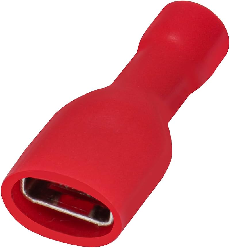 Heschen Red 6.3x0.8mm Vinyl Female Quick Disconnect Terminals 22-16 AWG 100 Pack