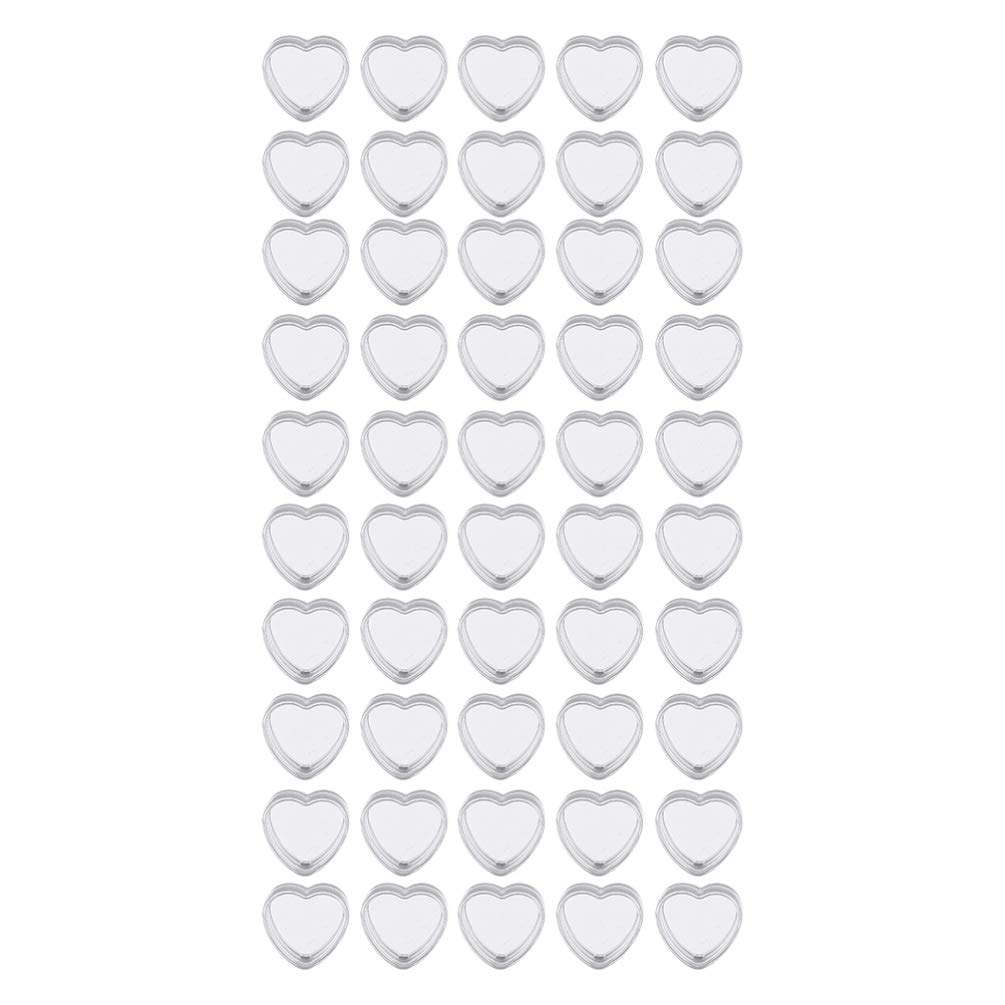 FRCOLOR 50pcs Empty Clear Cream Pot Jar Plastic Heart Shape Cosmetic Sample Containers Refillable Travel Bottle for Lip Balm Eye Shadow Cream Nail Powder 4g Transparent