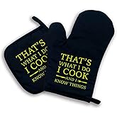 zcyhtqp, That's What I Do I Cook and I Know Things, Funny Silicone Non-Slip Oven Mitts and Pot Holders Sets of 2, Kitchen Gift for Men Women, Cooking Presents, Housewarming Presents