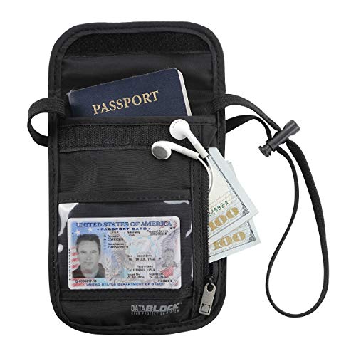 Lewis N. Clark Rfid Blocking Stash Neck Wallet, Travel Neck Pouch + Passport Holder for Women & Men - Black