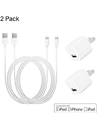 iPhone Charger, Travel Wall Power Adapter Lightning Cable, [2-Pack] Lightning to USB Data Charge Sync Cable iPhone X/8/7/6S/6/Plus/SE/5S/5C, iPod, iPad