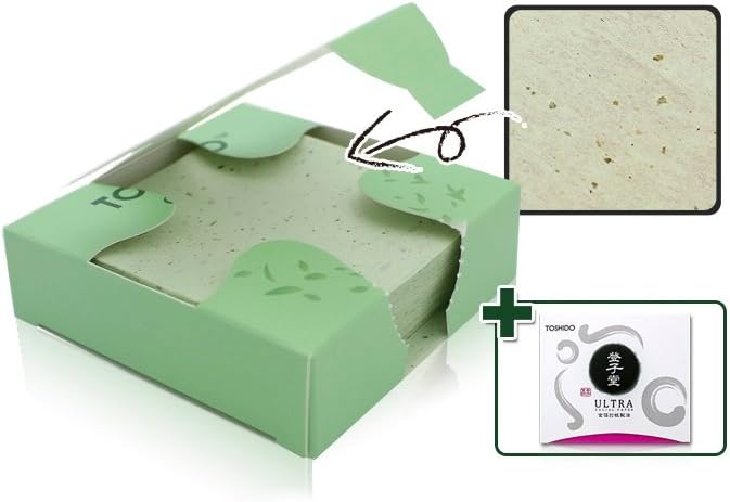Toshido 100% Natural Hemp Green Tea Paper Oil Absorbing Facial Blotting Sheets Large Size Green 800 Count, Add 50 Count