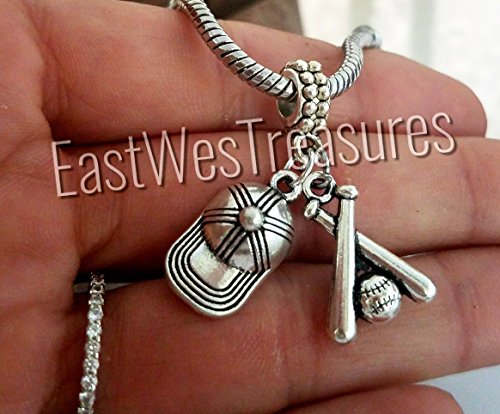 EWT Softball Baseball Gloves Glove Bat ball hat Charm Pendant for fit all brand & designer charm bracelets and any chain necklace/baseball Bracelet