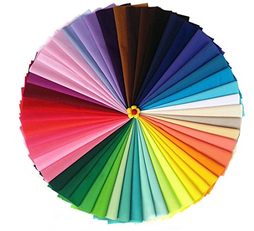 RayLineDo&reg; 50PCS 20*30cm Assorted Pre-Cut Solid Color Mixed Squares Bundle Quilt Fabric Patchwork For DIY Handmade Scrapbooking Artcraft Project