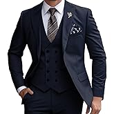 Men's 3 Pieces Classic Suit Double Breasted Wedding Suit Blazer Grooms Jackets Vests Pants Suits