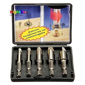 Generic 5Pcs/set Screw Extractor Stud Bolt Clamp Woodworker tools Easy Remover Drill Bit Set with Case 1/4 Hex Shank Drill Bit Extractor