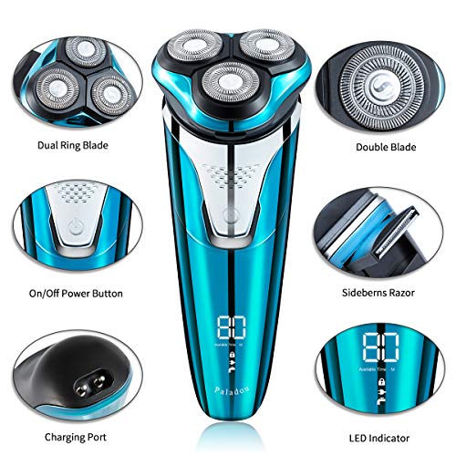 Paladou Electric Rotary Razor Shavers for Men, Portable USB Rechargeable Beard Trimmer with Travel Case Kit, Wireless Wet Dry Facial Mustache Cordless Waterproof Best Gift Set