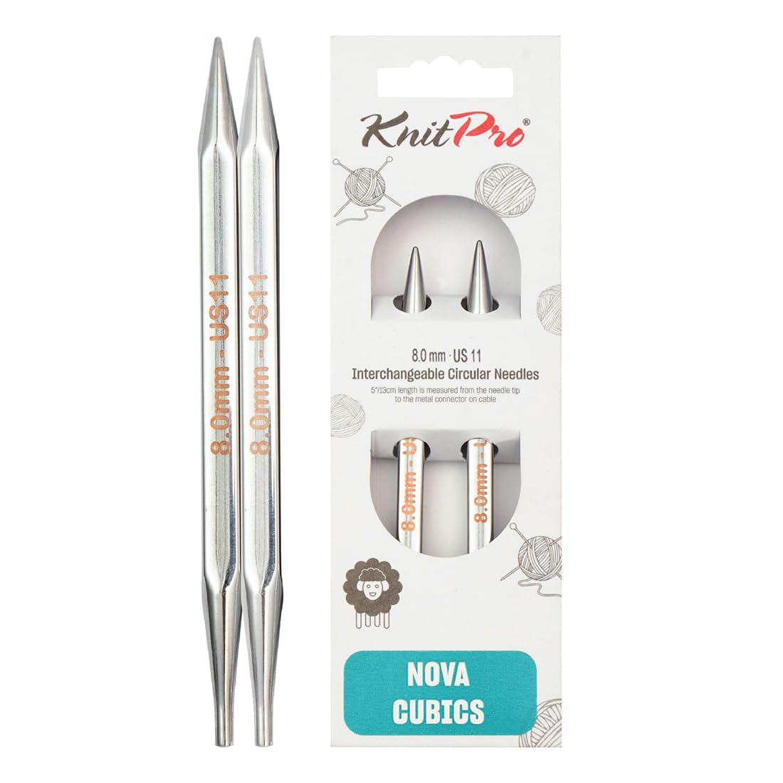 KnitPro Nova Cubics Interchangeable Circular Needles 4" (10cm) | 8.00mm — image 1