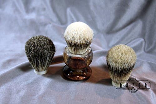Maple Burl Shaving Brush w/ Gold Highlight