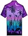 Hawaiian Shirts for Men 42 Tropical Palm Trees Print Aloha Holiday Beach wear Purple