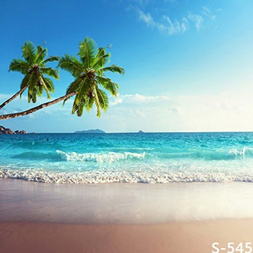 5x7ft Vinyl Blue Beach Palm Tree Photography Studio Backdrop Background
