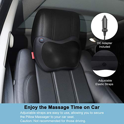 Neck Massager Pillow with Heat - Shiatsu Back and Shoulder Massager with Deep Tissue Kneading, Electric Back Massage for Full Body, Relaxation at Home, Car & Office