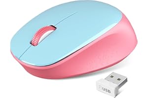 Trueque Wireless Mouse E702 2.4GHz Portable Computer Mouse with USB Receiver, Comfortable Silent Mice for Laptop, Chromebook, PC, Notebook, Desktop, Windows, Mac (Blue&Pink)