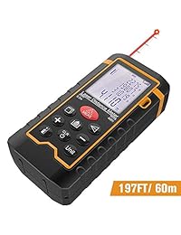 Medidor láser de distancia de Dbpower, 197 pies, pantalla LCD con retroiluminación, medición de distancia única o continúa, área, con visualización LCD retroiluminada, modos pitagóricos